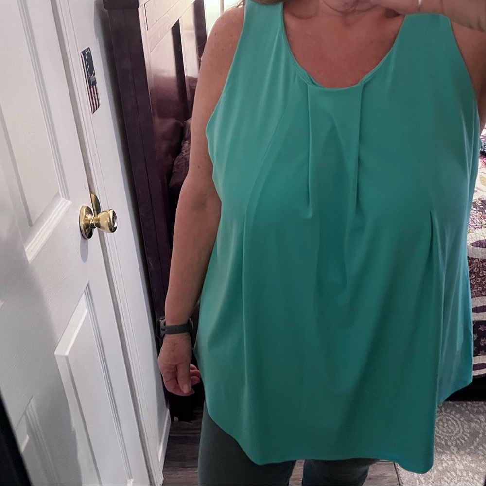 Charter Club Mint Green Pleated Tank Top